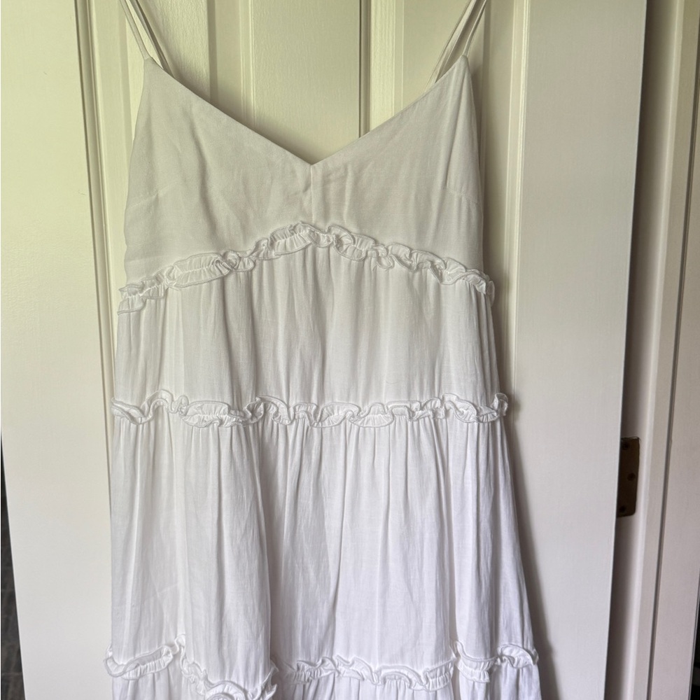 White Ruffled Sleeveless Dress